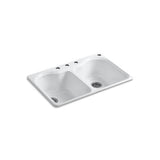Kohler - Hartland 33'' top-mount double-bowl kitchen sink - White