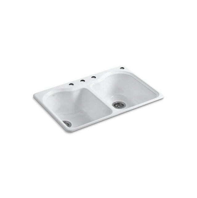 Kohler - Hartland 33'' top-mount double-bowl kitchen sink - White