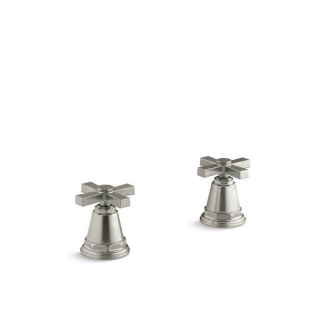 Kohler - Pinstripe Pure Deck-mount bath faucet handle trim with Cross design - Vibrant Brushed Nickel