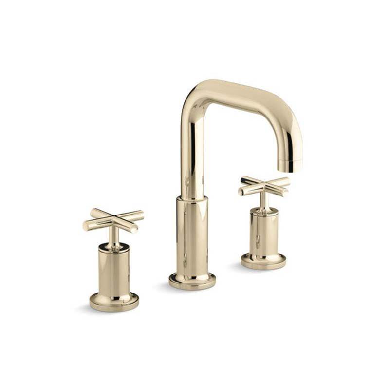 Kohler - Purist Deck-mount bath faucet trim with Cross handles - Vibrant French Gold