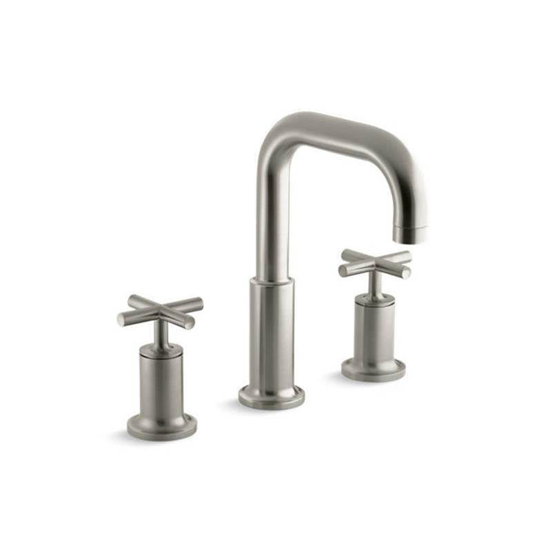 Kohler - Purist Deck-mount bath faucet trim with Cross handles - Vibrant Brushed Nickel