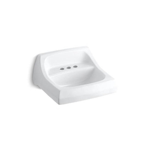 Kohler - KingstonE 21-1/4'' x 18-1/8'' wall-mount/concealed arm carrier bathroom sink with 4'' centerset faucet holes - White