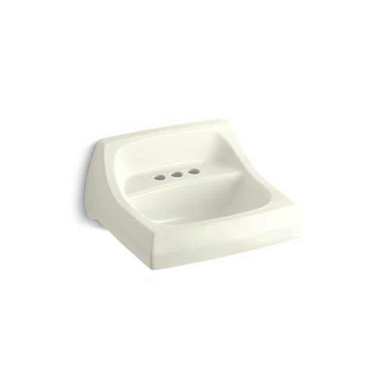 Kohler - KingstonE 21-1/4'' x 18-1/8'' wall-mount/concealed arm carrier bathroom sink with 4'' centerset faucet holes - Biscuit