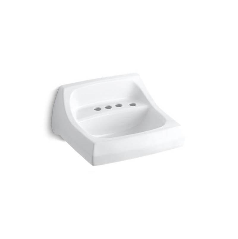Kohler - KingstonE 21-1/4'' x 18-1/8'' wall-mount/concealed arm carrier bathroom sink with 4'' centerset faucet holes and right-hand soap dispenser hole - White