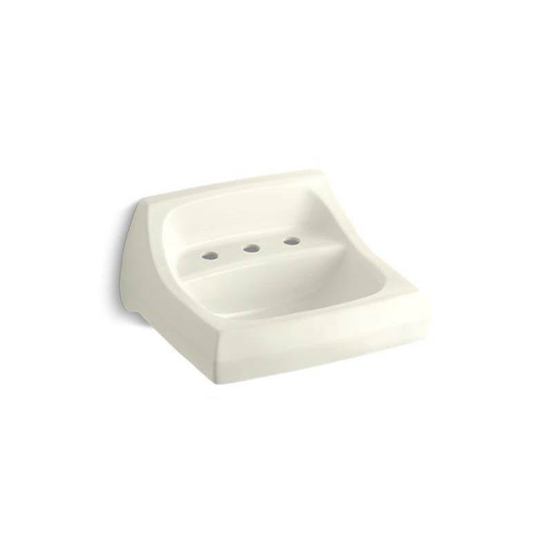 Kohler - KingstonE 21-1/4'' x 18-1/8'' wall-mount/concealed arm carrier bathroom sink with widespread faucet holes - Biscuit