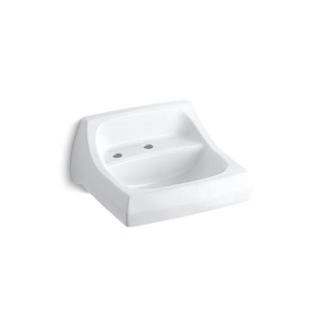 Kohler - KingstonE 21-1/4'' x 18-1/8'' wall-mount/concealed arm carrier bathroom sink with single faucet hole and left-hand soap dispenser hole - White