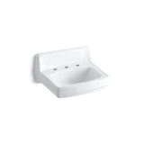Kohler - GreenwichE 20-3/4'' x 18-1/4'' wall-mount/concealed arm carrier bathroom sink with widespread faucet holes - White