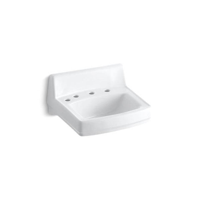 Kohler - GreenwichE 20-3/4'' x 18-1/4'' wall-mount/concealed arm carrier bathroom sink with widespread faucet and left-hand soap dispenser holes - White