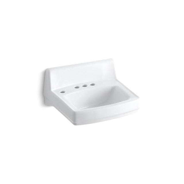 Kohler - GreenwichE 20-3/4'' x 18-1/4'' wall-mount/concealed arm carrier bathroom sink with 4'' centerset faucet holes and left-hand soap dispenser hole - White