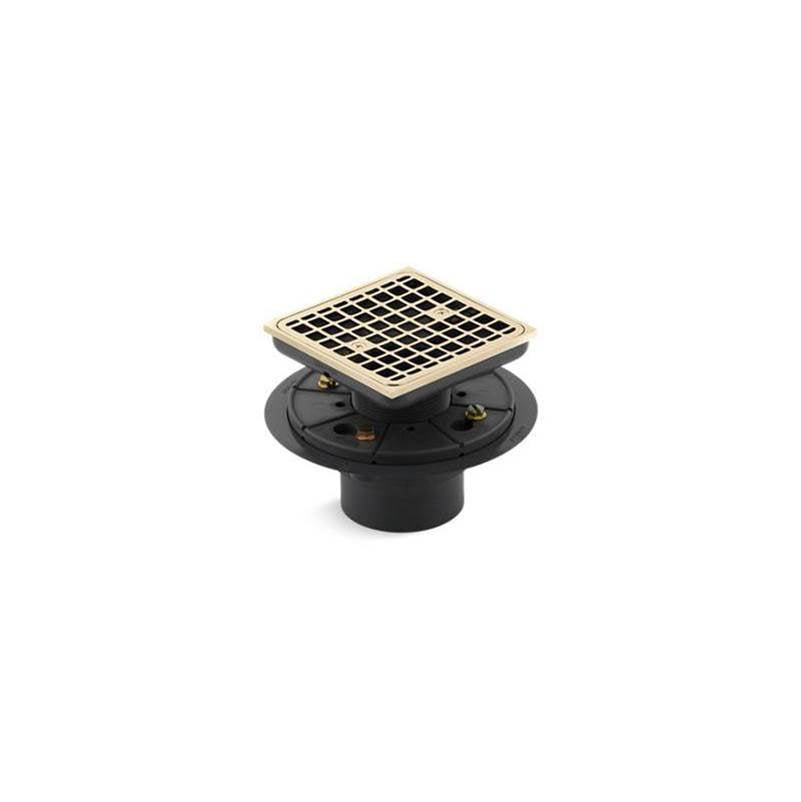 Kohler - Clearflo Square design tile-in shower drain - Vibrant French Gold