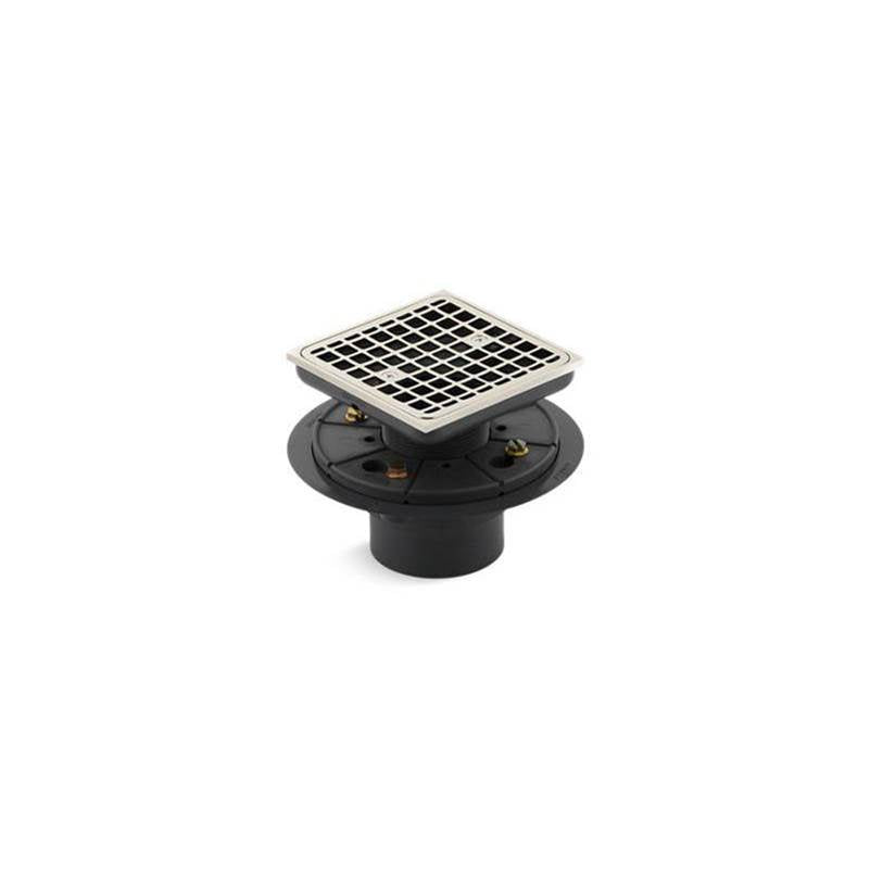 Kohler - Clearflo Square design tile-in shower drain - Vibrant Polished Nickel