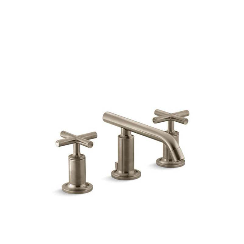 Kohler - Purist Widespread bathroom sink faucet with Cross handles, 1.2 gpm - Vibrant Brushed Bronze