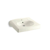 Kohler - BrenhamE Wall-mount or concealed carrier arm mount commercial bathroom sink with single faucet hole - Biscuit