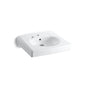Kohler - BrenhamE Wall-mount or concealed carrier arm mount commercial bathroom sink with single faucet hole and left-hand soap dispenser hole - White