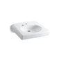 Kohler - BrenhamE Wall-mount or concealed carrier arm mount commercial bathroom sink with single faucet hole, no overflow and left-hand soap dispenser hole - White