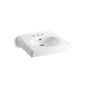 Kohler - BrenhamE Wall-mount or concealed carrier arm mount commercial bathroom sink with 4'' centerset faucet holes - White