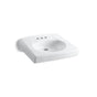 Kohler - BrenhamE Wall-mount or concealed carrier arm mount commercial bathroom sink with 4'' centerset faucet holes and no overflow - White