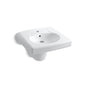 Kohler - BrenhamE Wall-mount or concealed carrier arm mount commercial bathroom sink and shroud with single faucet hole - White