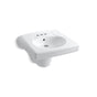 Kohler - BrenhamE Wall-mount or concealed carrier arm mount commercial bathroom sink with 4'' centerset faucet holes and shroud - White