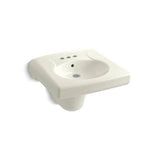 Kohler - BrenhamE Wall-mount or concealed carrier arm mount commercial bathroom sink with 4'' centerset faucet holes and shroud - Biscuit