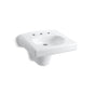 Kohler - BrenhamE Wall-mount or concealed carrier arm mount commercial bathroom sink with widespread faucet holes and shroud - White