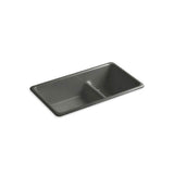 Kohler - Iron/Tones Smart Divide 33'' top-/undermount double-bowl kitchen sink - Thunder Grey
