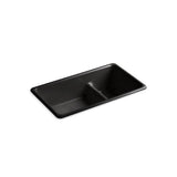 Kohler - Iron/Tones Smart Divide 33'' top-/undermount double-bowl kitchen sink - Black
