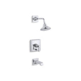 Kohler - Pinstripe Pure Rite-Temp bath and shower trim kit with push-button diverter and lever handle, 2.5 gpm - Polished Chrome