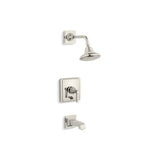 Kohler - Pinstripe Pure Rite-Temp bath and shower trim kit with push-button diverter and lever handle, 2.5 gpm - Vibrant Polished Nickel