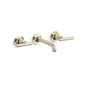 Kohler - Purist Wall-mount bathroom sink faucet trim with Lever handles, 1.2 gpm - Vibrant French Gold