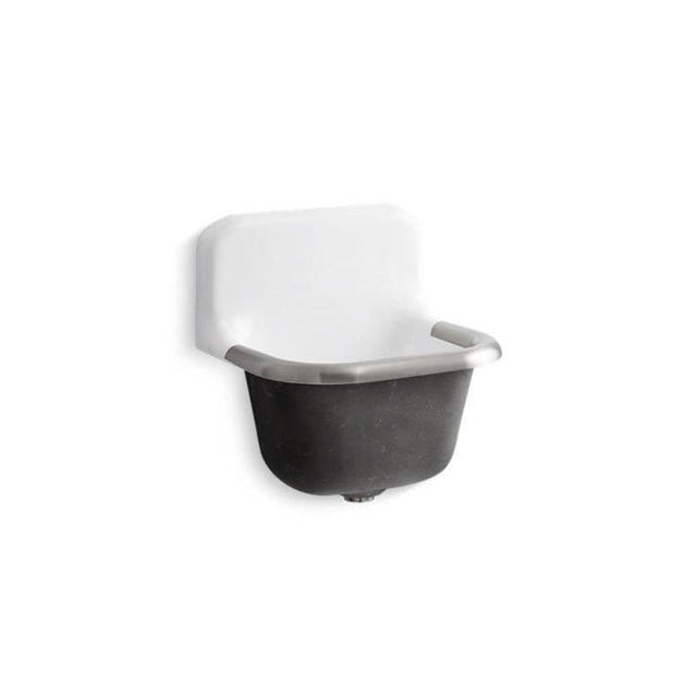 Kohler - BannonE 22-1/4'' x 18-1/4'' wall-mount or P-trap mount service sink with rim guard and blank back - White