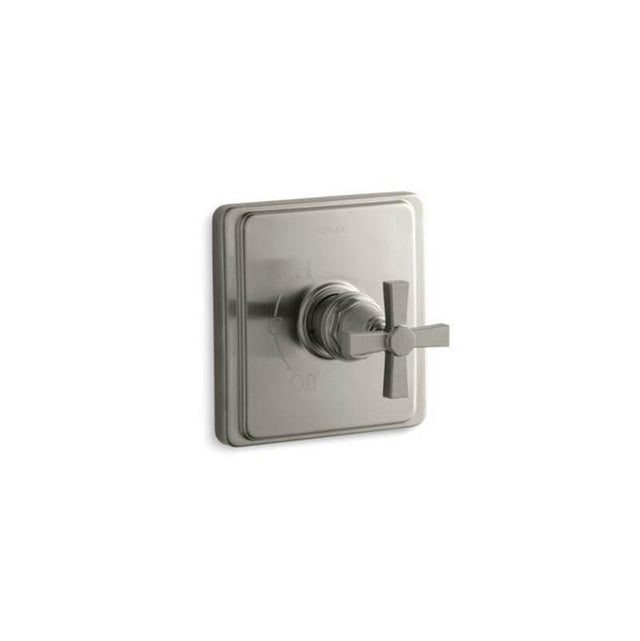 Kohler - Pinstripe Pure Rite-Temp valve trim with cross handle - Vibrant Brushed Nickel
