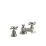Kohler - Pinstripe Pure Widespread bathroom sink faucet with Cross handles, 1.2 gpm - Vibrant Brushed Nickel