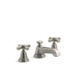 Kohler - Pinstripe Pure Widespread bathroom sink faucet with Cross handles, 1.2 gpm - Vibrant Brushed Nickel
