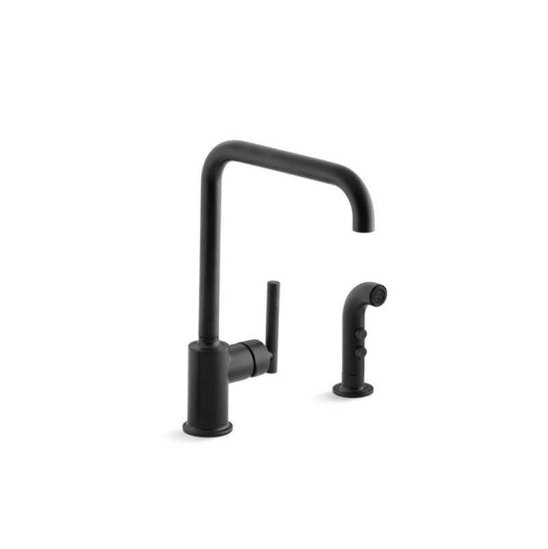 Kohler - Purist Single-handle kitchen sink faucet with side sprayer - Matte Black