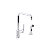 Kohler - Purist Single-handle kitchen sink faucet with side sprayer - Polished Chrome