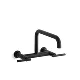 Kohler - Purist Two-hole wall-mount bridge kitchen sink faucet - Matte Black