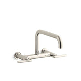 Kohler - Purist Two-hole wall-mount bridge kitchen sink faucet - Vibrant Polished Nickel