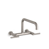 Kohler - Purist Two-hole wall-mount bridge kitchen sink faucet - Vibrant Stainless