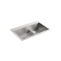 Kohler - VaultE Smart Divide 33'' top-/undermount double-bowl kitchen sink - Stainless Steel