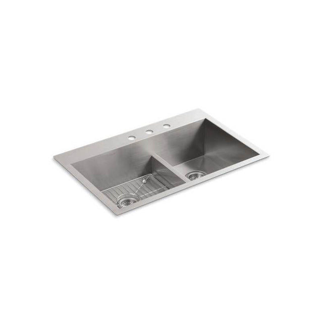 Kohler - VaultE Smart Divide 33'' top-/undermount double-bowl kitchen sink - Stainless Steel