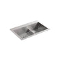 Kohler - VaultE Smart Divide 33'' top-/undermount double-bowl kitchen sink - Stainless Steel