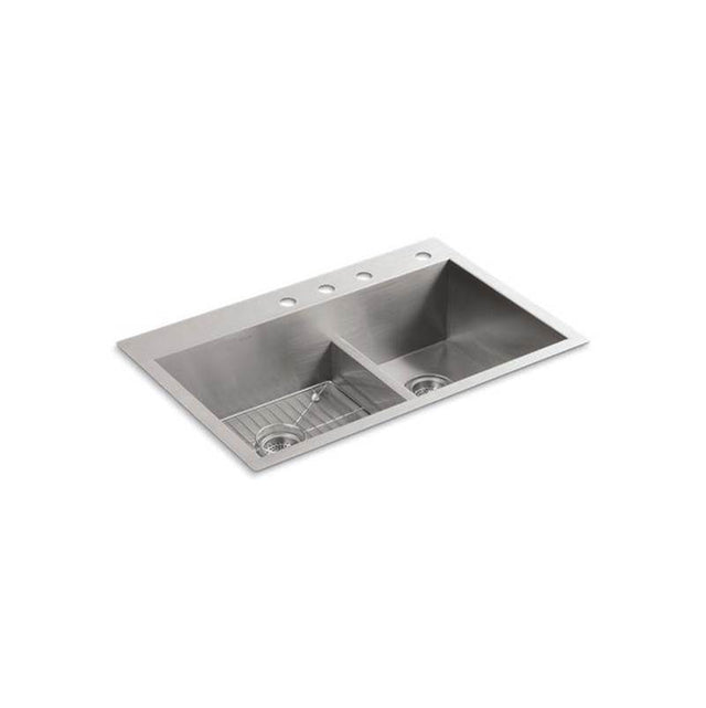 Kohler - VaultE Smart Divide 33'' top-/undermount double-bowl kitchen sink - Stainless Steel