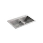 Kohler - VaultE Smart Divide 33'' top-/undermount double-bowl kitchen sink - Stainless Steel