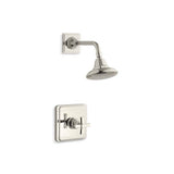 Kohler - Pinstripe Pure Rite-Temp shower trim kit with cross handle, 2.5 gpm - Vibrant Polished Nickel