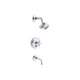 Kohler - Purist Rite-Temp bath and shower trim kit with push-button diverter and cross handle, 2.5 gpm - Polished Chrome