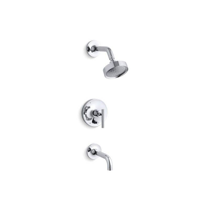 Kohler - Purist Rite-Temp bath and shower trim kit with push-button diverter and lever handle, 2.5 gpm - Polished Chrome