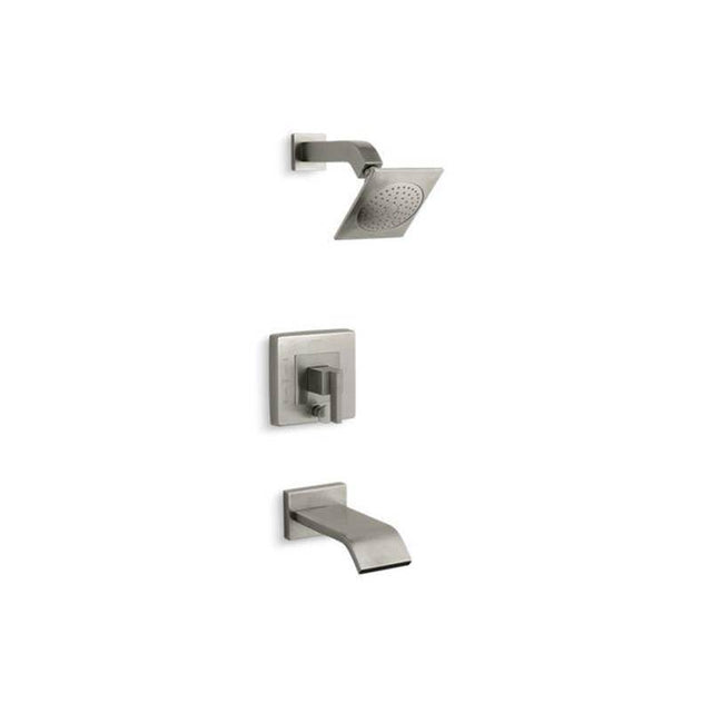 Kohler - Loure Rite-Temp bath and shower trim kit with push-button diverter, 2.5 gpm - Vibrant Brushed Nickel
