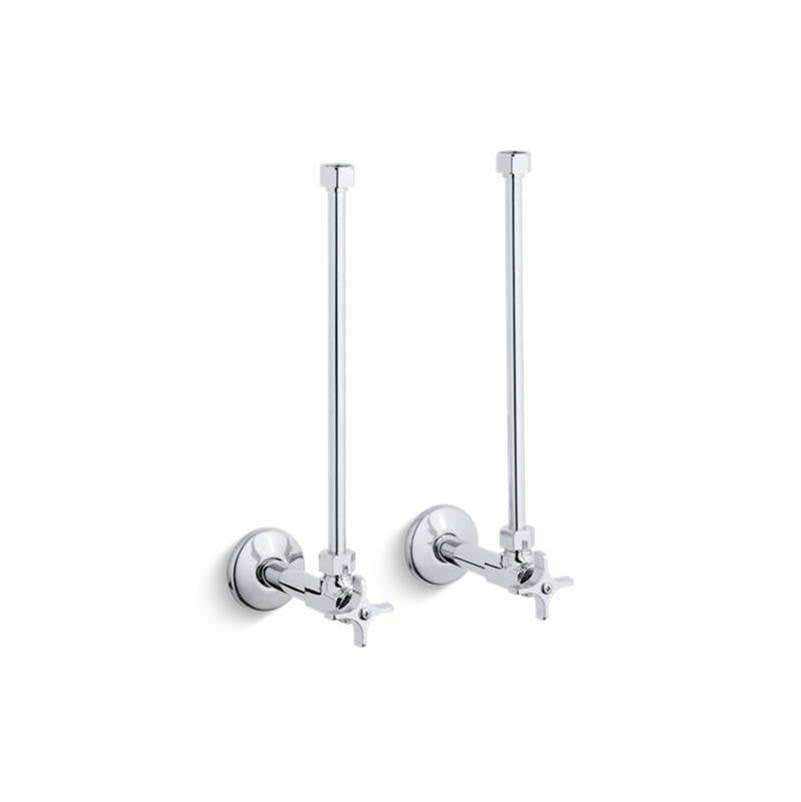 Kohler - Pair 1/2'' NPT angle supplies with stop, cross handle and annealed vertical tube - Polished Chrome