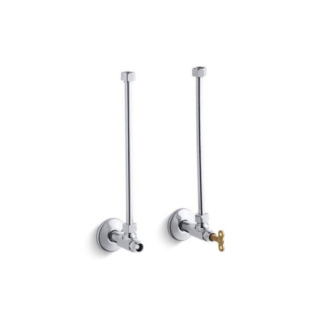 Kohler - Pair 1/2'' NPT angle supplies with loose-key stop and annealed vertical tube - Polished Chrome